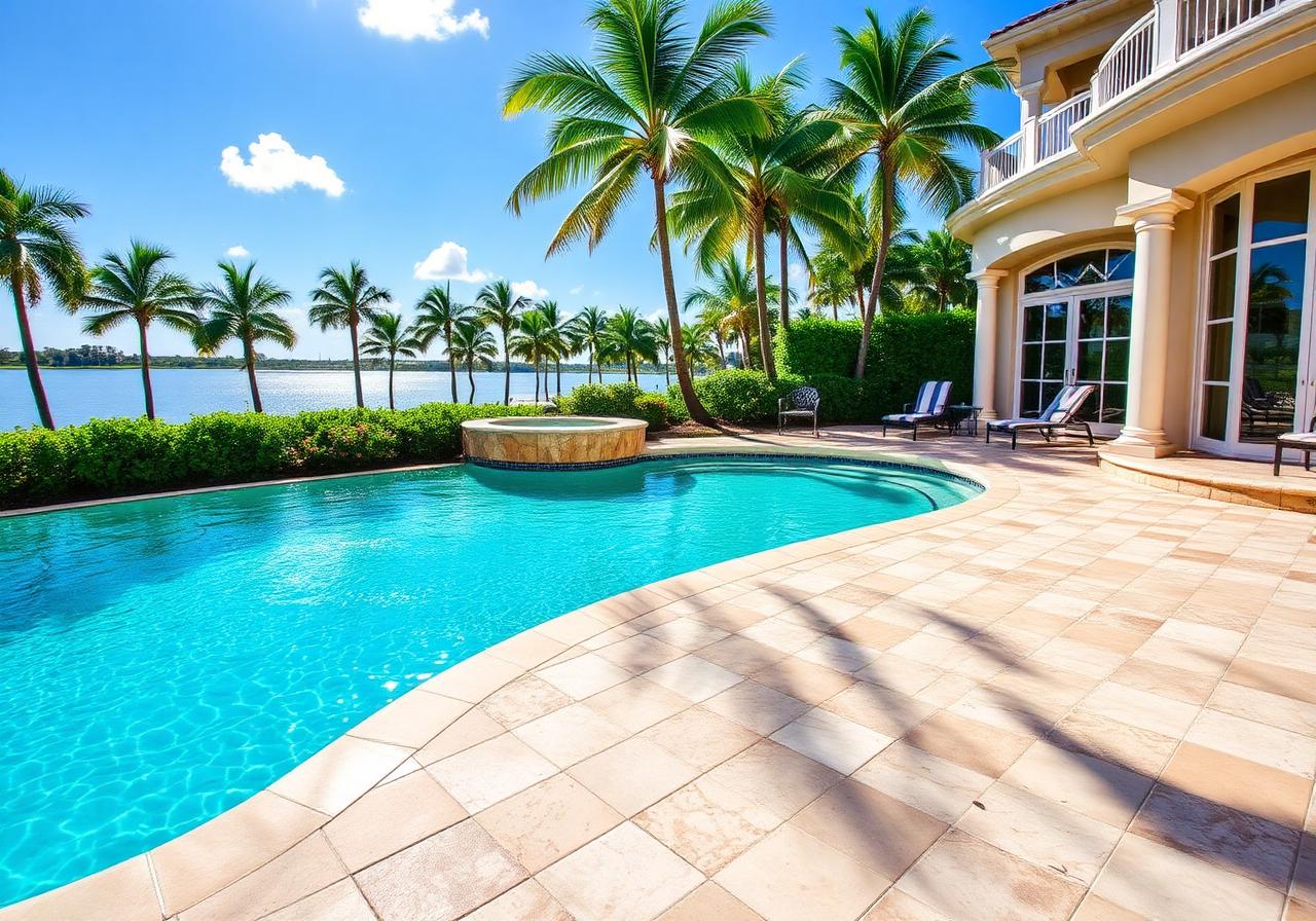 Travertine pool deck